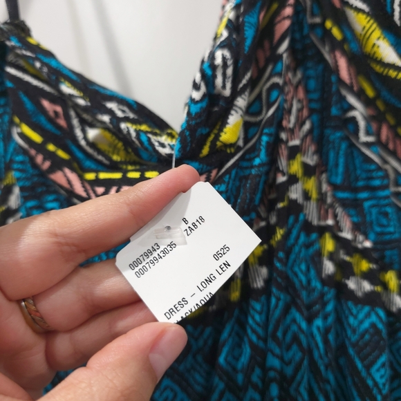 FOREVER 21 Nwt Geo Aztec Multi Color Halter Maxi Sun Dress, Size XL, Vacation - Picture 9 of 12
